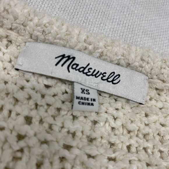Madewell Sz XS Bronson textured stripe open Cardigan Sweater boho beige ivory - Picture 3 of 11